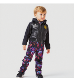 T-ASTRONAUTA: Zwarte waterdichte broek met fleecevoering en astronautenprint.