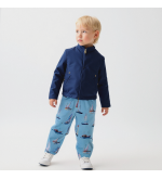 T-VELOS: Pantalones azules impermeables con forro de fleece y estampado de veleros.