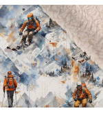 W-SKIER: Functional Pants with Beige Plush Lining and Bold Skier Print