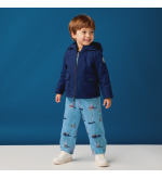 T-VELOS : Pantalon bleu imperméable avec doublure en polaire et imprimé de voiliers.