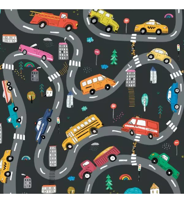 Pantalons imperméables T-TRAFFIK avec imprimé de petites voitures colorées sur la route