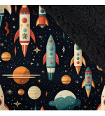 W-RAKET funktionale Hose mit schwarzem Premium-Teddyfutter und Raketenmuster