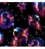T-ASTRONAUTA: Schwarze wasserdichte Hose mit Fleecefutter und Astronautenmuster.